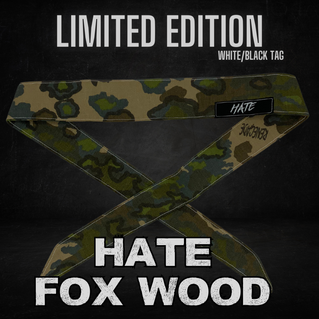 Limited Edition HATE - "FOX CAMO - White/Black Tag - White Stitching" - Headband