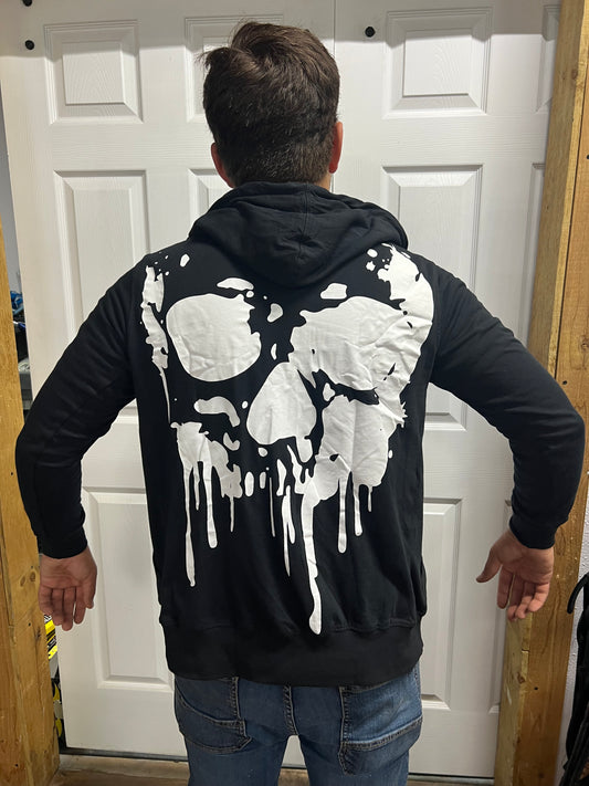 HATE Skull Drip Black/White Zip Up Hoodie