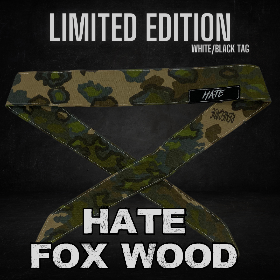 Limited Edition HATE - "FOX CAMO - White/Black Tag - Green Stitching" - Headband